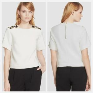 KATE SPADE Embellished Crepe Top